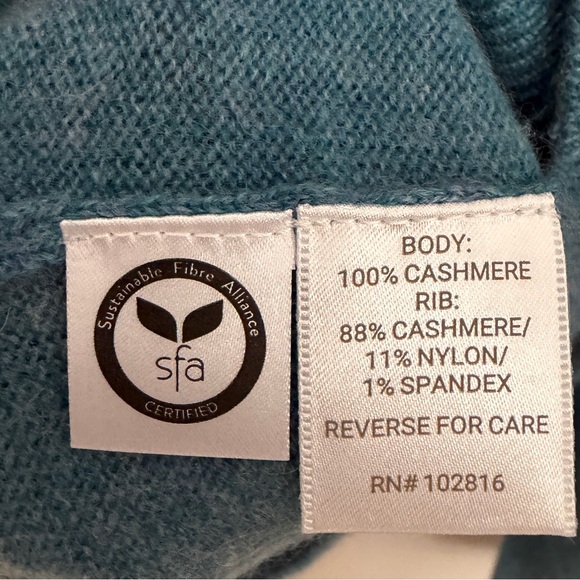 NWT Garnet Hill Braided Cashmere Sweater in Slate Blue - Picture 3 of 9